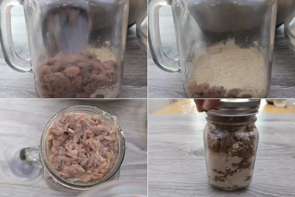 Ủ tép với muối, thính gạo