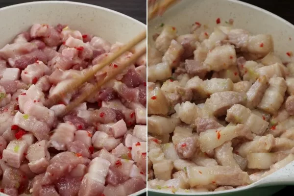 Ướp thịt với gia vị khoảng 10 phút