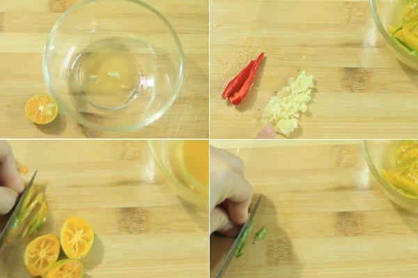 Vắt nước cốt tắc, cắt nhỏ lá chan