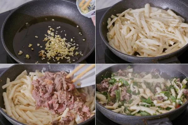 Xào măng trúc với thịt bò và lá lốt