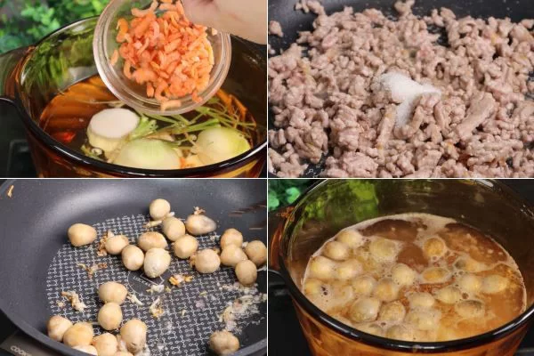 Xào thịt bằm và nấm