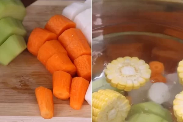 Nấu nước dùng rau củ