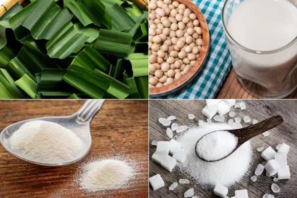 Nguyên liệu để nấu tàu hũ lá dứa