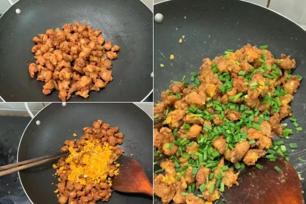 Rang trứng muối với sụn gà