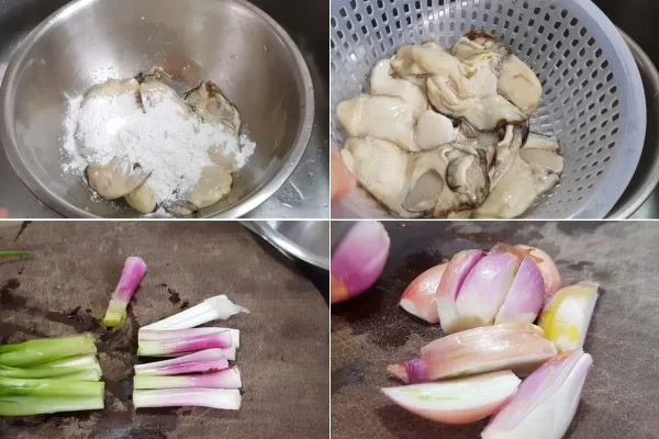 Sơ chế hàu và các nguyên liệu khác