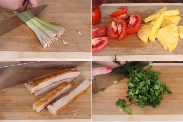 Sơ chế nguyên liệu để nấu bún cá ngừ