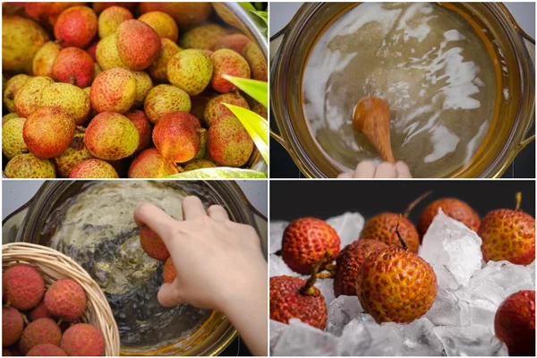 Chần sơ vải trong 2 phút