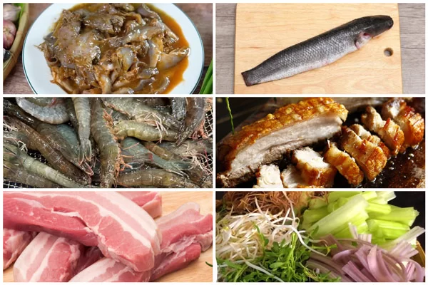 Nguyên liệu chính để nấu bún mắm miền Tây