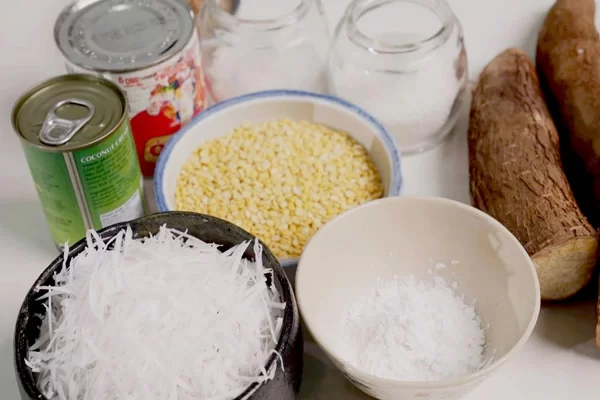 Nguyên liệu làm bánh sắn cốt dừa nướng