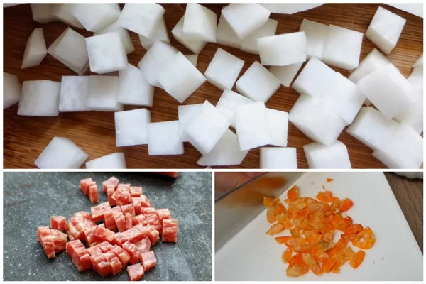 Thái hạt lựu các nguyên liệu