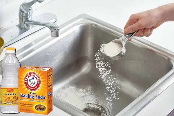 baking soda khắc phục bồn rửa chén bị nghẹt