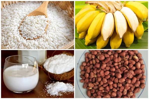 Nguyên liệu làm bánh chuối nếp nướng