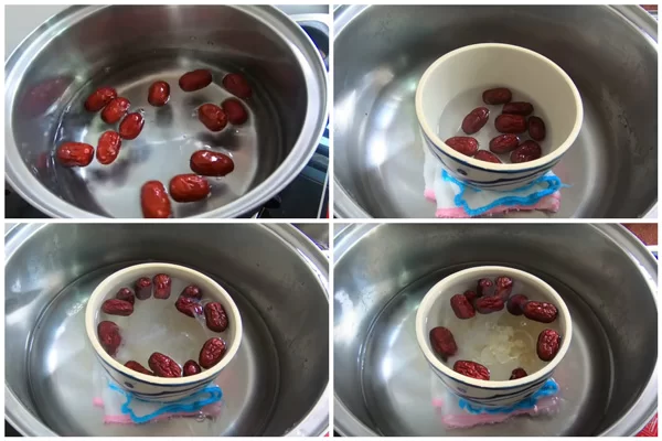 Cách chưng yến với đường phèn táo đỏ