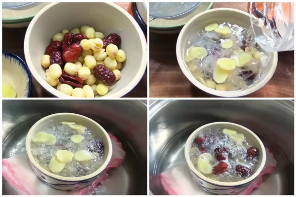 Cách hấp tổ yến đường phèn hạt sen