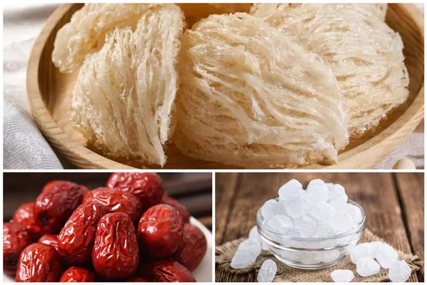 Nguyên liệu để chưng yến đường phèn táo đỏ