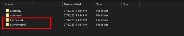 thư mục framework và framework64