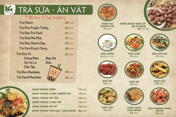 Xây dựng thực đơn món ăn vặt