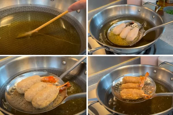 Nhúng đầu đũa vào chảo