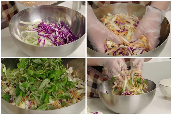Cách bóp gỏi gà bắp cải thấm đều, không bị nát