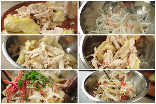 Cách trộn gỏi gà xé phay