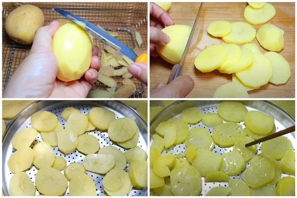 Hấp khoai chín mềm