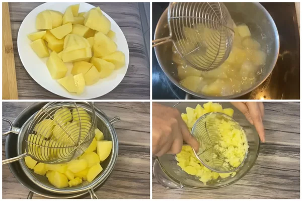 Luộc chín khoai và tán khoai thật nhuyễn mịn