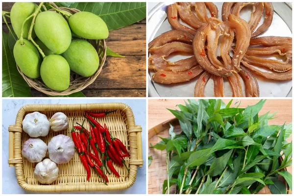 Nguyên liệu chính làm gỏi xoài khô cá lóc