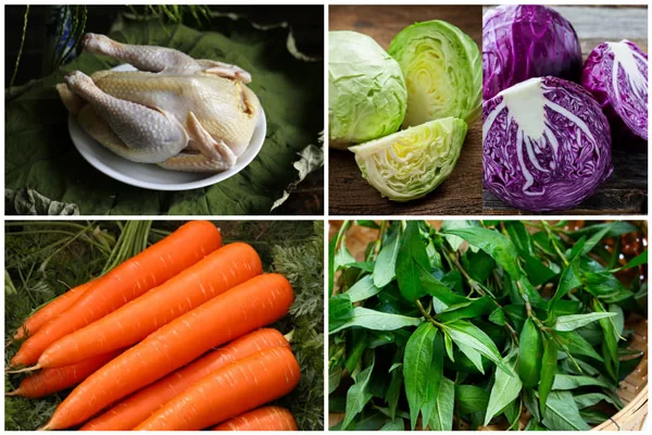 Nguyên liệu làm gỏi gà bắp cải