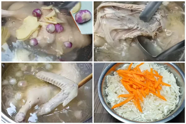 sơ chế nguyên liệu gỏi bắp cải thịt vịt