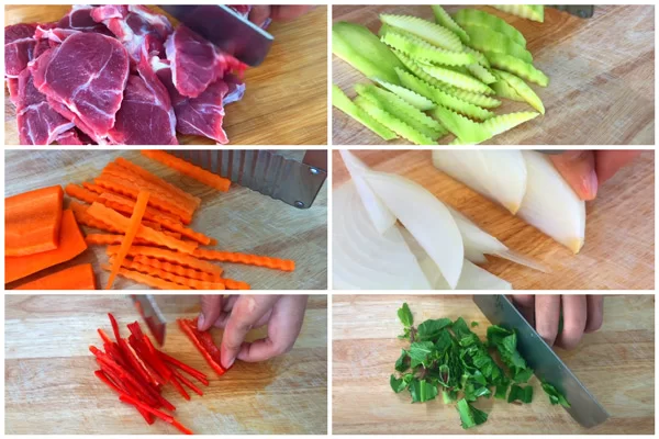 Sơ chế nguyên liệu làm gỏi bắp bò xoài xanh