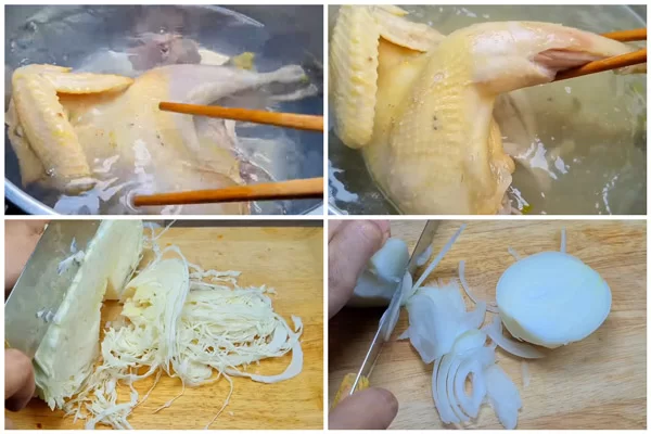 Thái rau bắp cải và hành tây thật mỏng