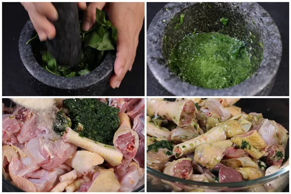 Cách làm muối lá é ướp gà