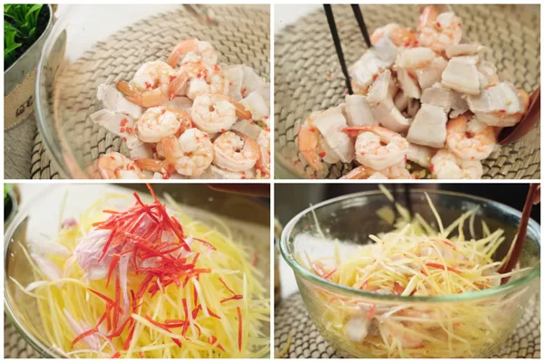 Hướng dẫn cách trộn gỏi đu đủ tôm thịt