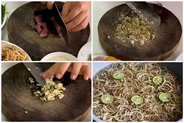 Ngâm hoa chuối với nước chanh pha loãng