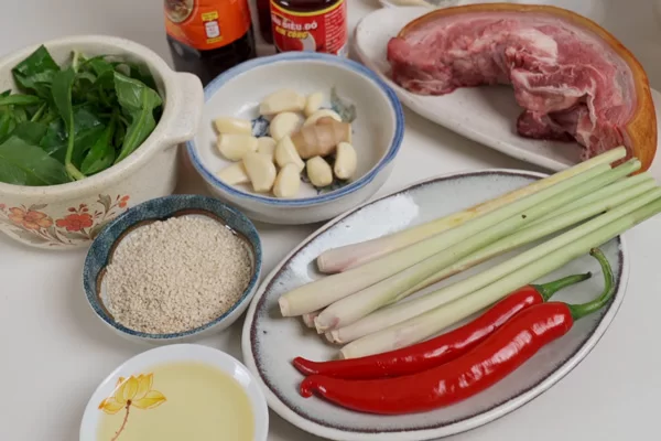 Nguyên liệu làm bê xào lăn sả ớt