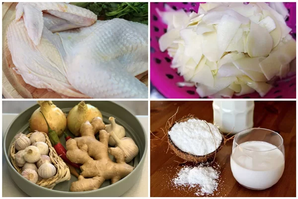 Nguyên liệu nấu gà giả cầy