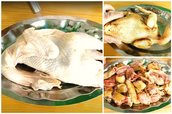Sơ chế gà làm gà kho giả cầy miền Bắc