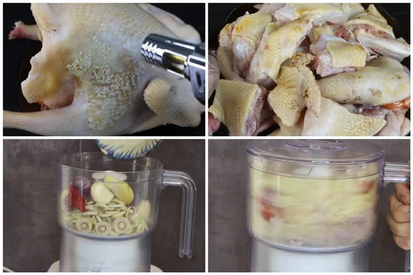 Sơ chế nguyên liệu để nấu món thịt gà giả cầy