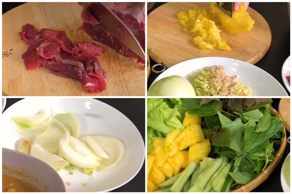 Sơ chế nguyên liệu làm bò nhúng mẻ