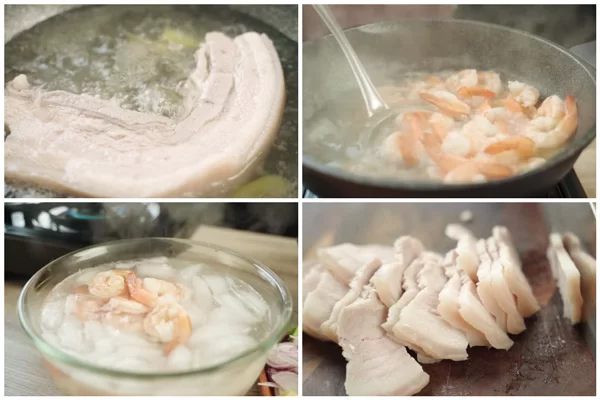 Thái thịt thành miếng mỏng vừa ăn