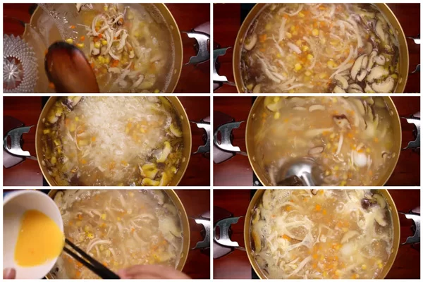 Cho lần lượt nguyên liệu vào như hướng dẫn