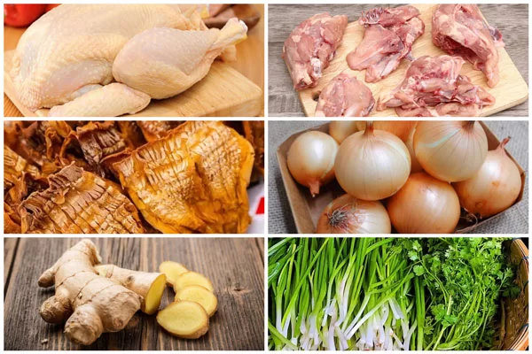 Nguyên liệu làm miến gà nấu măng