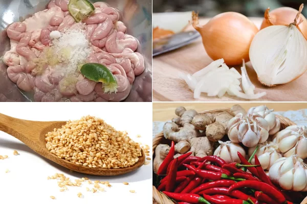 Nguyên liệu làm món lòng bò nướng Hàn Quốc