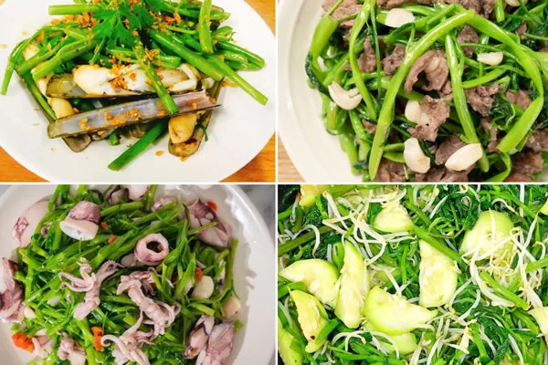 Rất nhiều món ngon và hấp dẫn kết hợp cùng rau muống