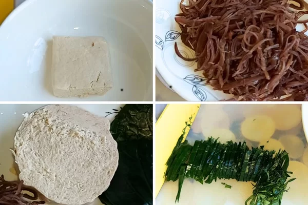 Sơ chế nguyên liệu cho phần nhân chả