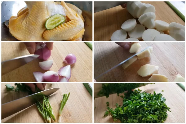 Sơ chế nguyên liệu để làm gà nấu miến dong