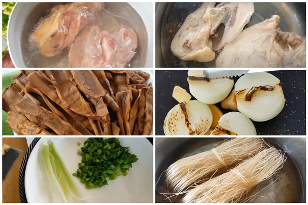 Sơ chế nguyên liệu làm gà nấu miến măng