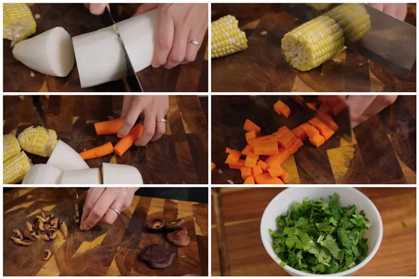 Sơ chế nguyên liệu làm súp gà