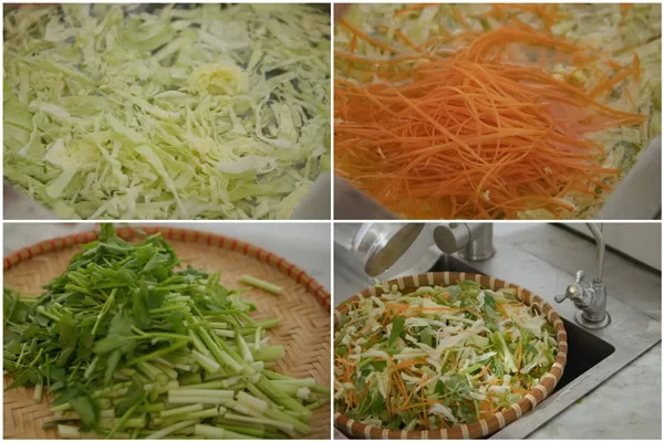 Sơ chế nguyên liệu muối dưa bắp cải