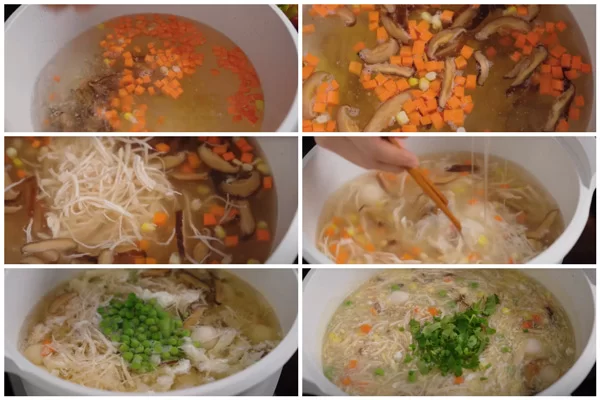 Súp gà ngô nấm không nên quá đặc